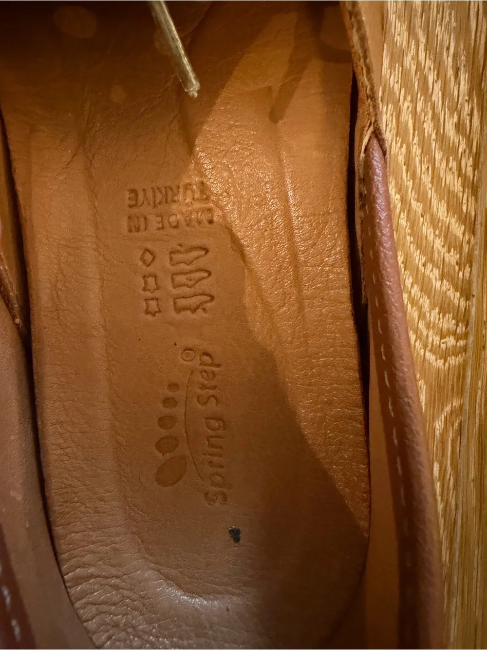 Spring Step Tan Perforated Leather Lace-Up Loafers used